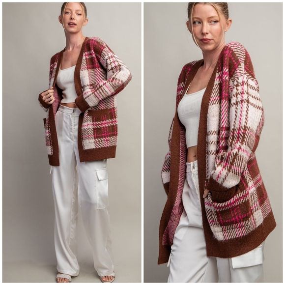 ee:some Cozy Chic Black Plaid Cardigan - Picture 12 of 14